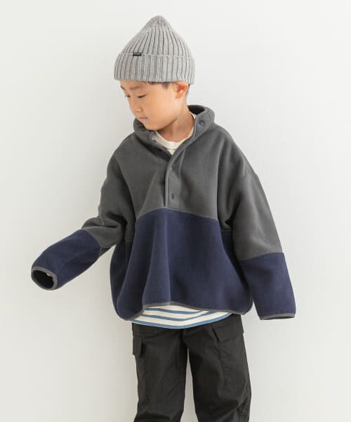 ＊＊URBAN RESEARCH DOORS / アーバンリサーチ ドアーズ トップス | 『洗濯可』フリースバイカラープルオーバー(KIDS)（NVY×CCL）