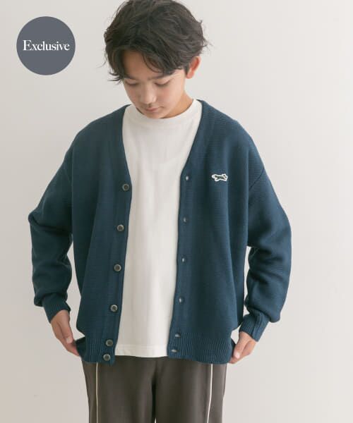 ＊＊URBAN RESEARCH DOORS / アーバンリサーチ ドアーズ ニット・セーター | 『親子リンク』『別注』PENNEYS×DOORS　THE FOX Vネックカーディガン(KIDS)（BLUEGREEN）