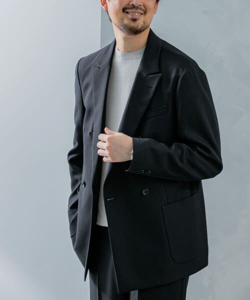 未使用に近い　Reflect ブラック テーラードウールジャケット　13（XL） LIFE STYLE TAILOR ウールライクコンフォータブルジャケット(S