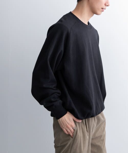 ＊＊URBAN RESEARCH DOORS / アーバンリサーチ ドアーズ スウェット | FORK&SPOON　ラフィー裏毛クルーネックスウェット（BLACK）
