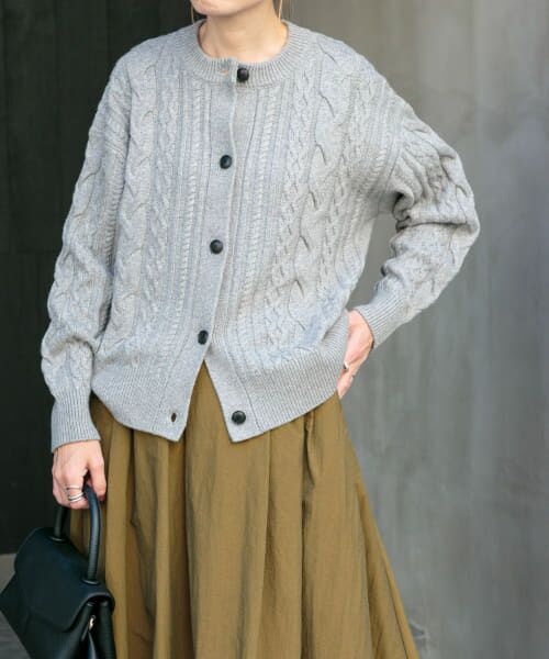＊＊URBAN RESEARCH DOORS / アーバンリサーチ ドアーズ カーディガン・ボレロ | FORK&SPOON　アラン柄ニットカーディガン（GRAY）