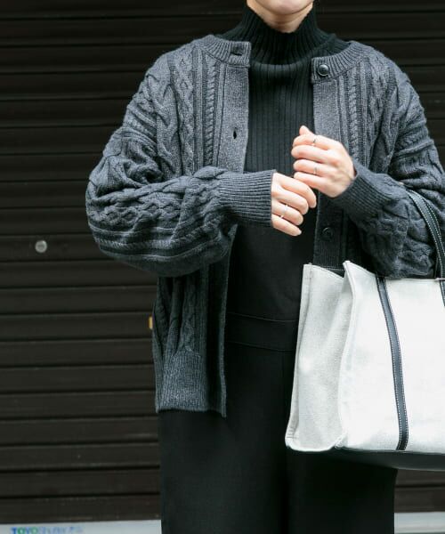 ＊＊URBAN RESEARCH DOORS / アーバンリサーチ ドアーズ カーディガン・ボレロ | FORK&SPOON　アラン柄ニットカーディガン（CHARCOAL）