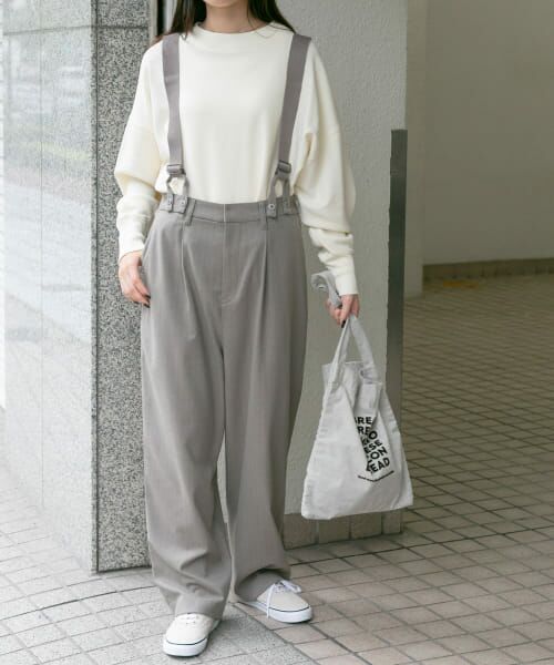 ＊＊URBAN RESEARCH DOORS / アーバンリサーチ ドアーズ その他パンツ | FORK&SPOON　ピンストライプサスペンダーパンツ（GRAY BEIGE）