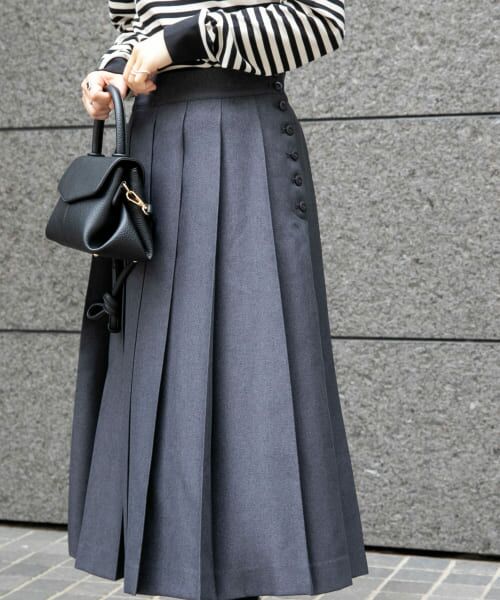 ＊＊URBAN RESEARCH DOORS / アーバンリサーチ ドアーズ スカート | FORK&SPOON　ウールライクプリーツスカート（CHARCOAL）