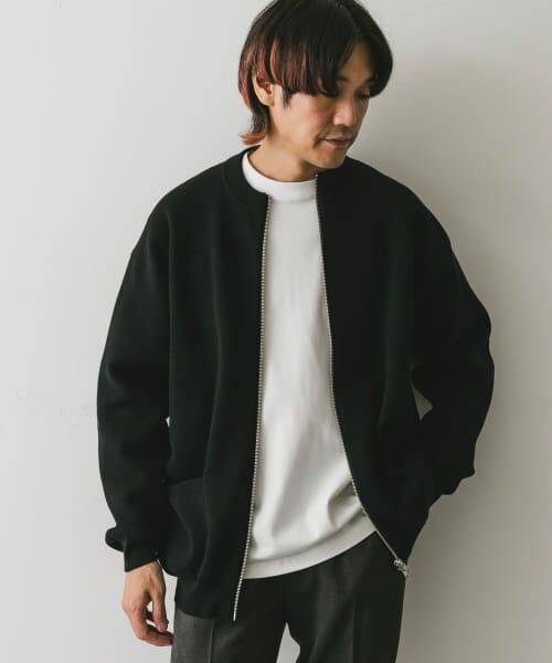 ＊＊URBAN RESEARCH DOORS / アーバンリサーチ ドアーズ カーディガン・ボレロ | 『洗濯可』ミラノリブ ZIPカーディガン（BLACK）