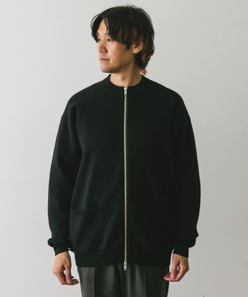 R　リピーター割　uniform黒カーディガン セール】 『洗濯可』ミラノリブ ZIPカーディガン （カーディガン