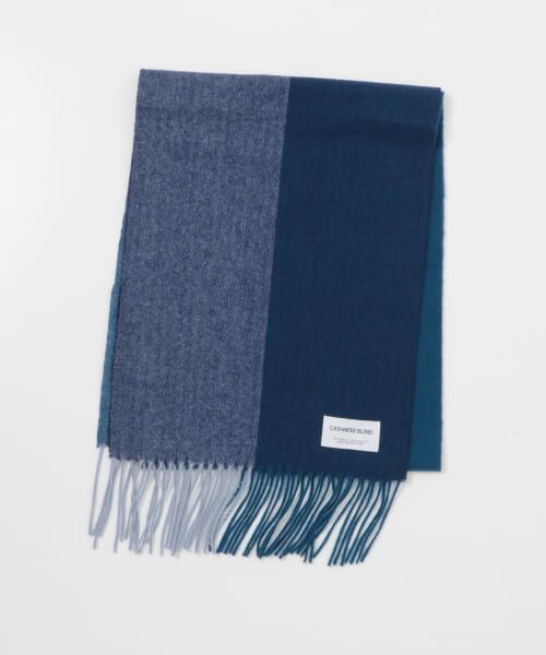 ＊＊URBAN RESEARCH DOORS / アーバンリサーチ ドアーズ マフラー・ショール・スヌード・ストール | カシミヤブレンドパネルマフラー（BLUE）