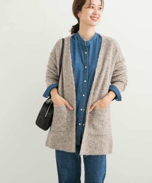 ＊＊URBAN RESEARCH DOORS / アーバンリサーチ ドアーズ カーディガン・ボレロ | ブークレニットカーディガン（BEIGE）