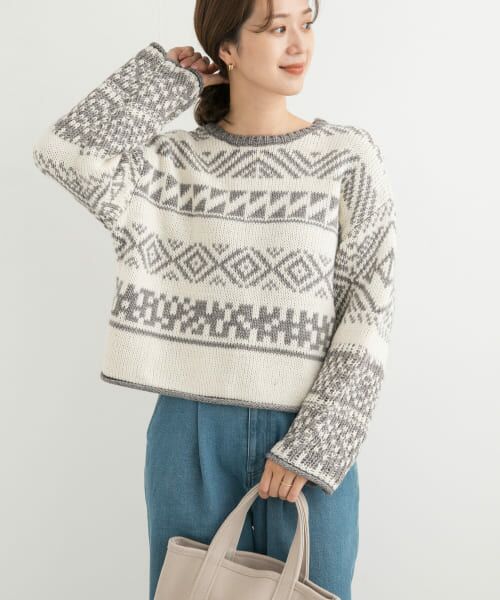 eme studios 短丈ニット 透かし編みショート丈ニット｜nggg knit さんコラボキット