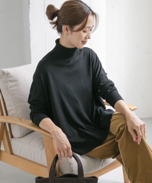 セール】 ウォッシャブルウールタートルワイドプルオーバー