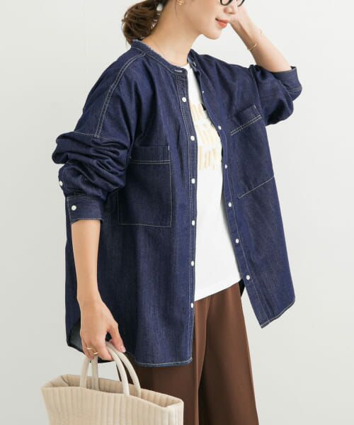 デニムバンドカラーシャツ （シャツ・ブラウス）｜＊＊URBAN