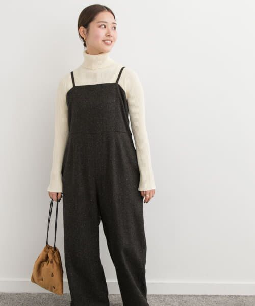 **URBAN RESEARCH DOORS / アーバンリサーチ ドアーズ サロペット・オールインワン | ネップツイードサロペット(CHARCOAL)