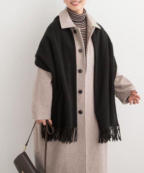 ＊＊URBAN RESEARCH DOORS / アーバンリサーチ ドアーズ マフラー・ショール・スヌード・ストール | なめらかプレーンストール（BLACK）