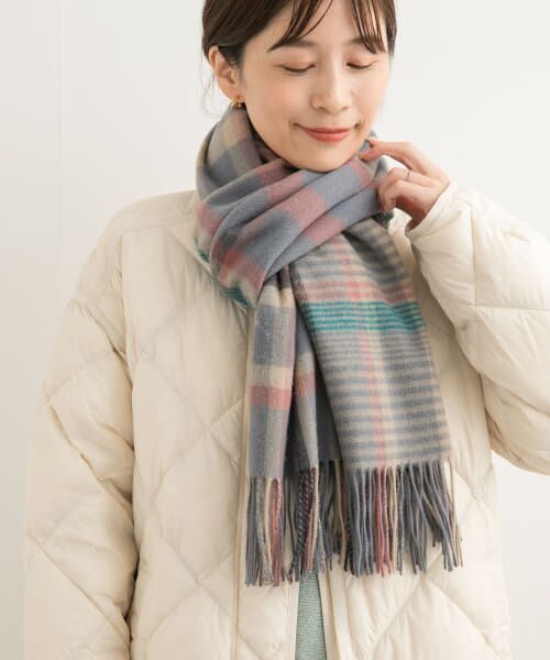 ＊＊URBAN RESEARCH DOORS / アーバンリサーチ ドアーズ マフラー・ショール・スヌード・ストール | ウールチェックストール（GRAY）