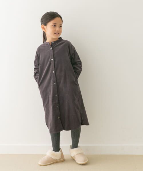 ＊＊URBAN RESEARCH DOORS / アーバンリサーチ ドアーズ ワンピース | 『親子リンク』『UR TECH』コーデュロイシャツワンピース(KIDS)（GRAY）