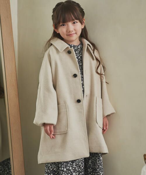 ＊＊URBAN RESEARCH DOORS / アーバンリサーチ ドアーズ アウター | ステンカラーウール混コート(KIDS)（NATURAL）