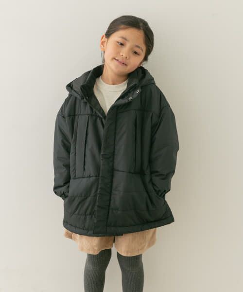 21FW soduk 中綿ナイロンコート 160]フィット＆フレア中綿ロングコート(その他のコート