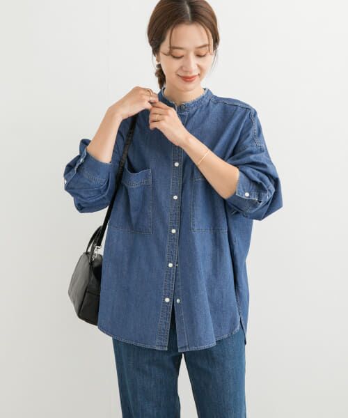 新品未使用　アーバンリサーチドアーズ　バンドカラーデニムシャツ デニムバンドカラーシャツ（シャツ/ブラウス）｜URBAN RESEARCH