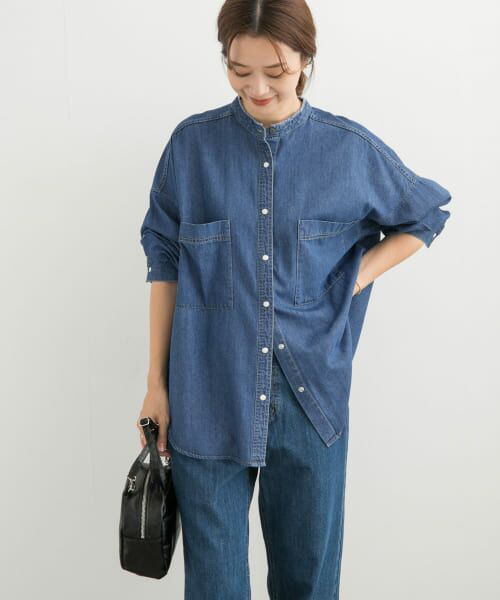 デニムバンドカラーシャツ （シャツ・ブラウス）｜＊＊URBAN
