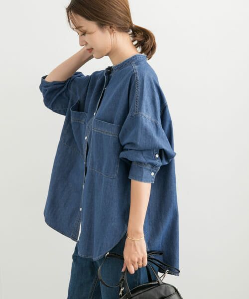 【新品】アーバンリサーチドアーズ　デニム　バンドカラー　シャツ URBAN RESEARCH DOORS｜デニムバンドカラーシャツ | Rakuten