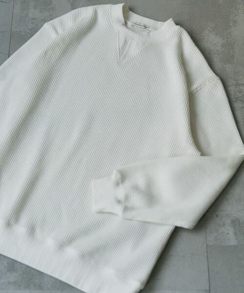 ＊＊URBAN RESEARCH DOORS / アーバンリサーチ ドアーズ Tシャツ | 『XLサイズ/WEB限定』『UR TECH』裏起毛ワッフルロングスリーブTシャツ（WHITE）