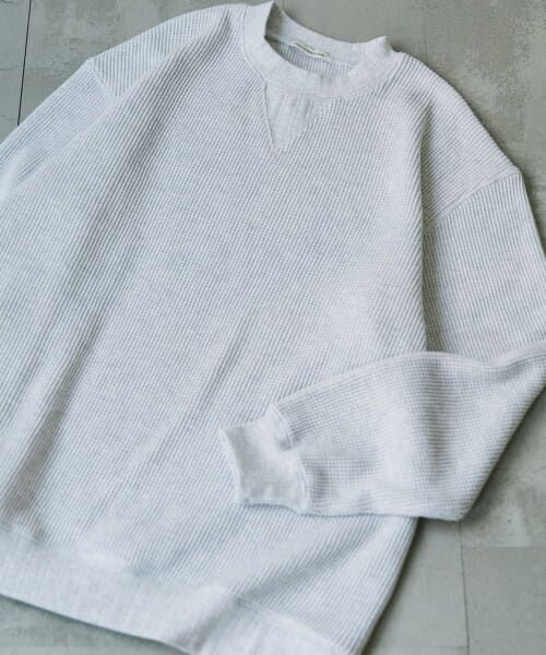 ＊＊URBAN RESEARCH DOORS / アーバンリサーチ ドアーズ Tシャツ | 『XLサイズ/WEB限定』『UR TECH』裏起毛ワッフルロングスリーブTシャツ（MIXWHITE）