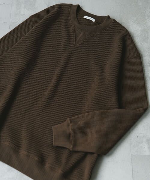 ＊＊URBAN RESEARCH DOORS / アーバンリサーチ ドアーズ Tシャツ | 『XLサイズ/WEB限定』『UR TECH』裏起毛ワッフルロングスリーブTシャツ（BROWN）