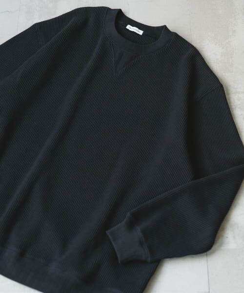 ＊＊URBAN RESEARCH DOORS / アーバンリサーチ ドアーズ Tシャツ | 『XLサイズ/WEB限定』『UR TECH』裏起毛ワッフルロングスリーブTシャツ（NAVY）