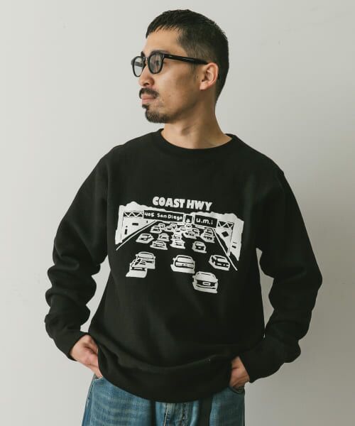＊＊URBAN RESEARCH DOORS / アーバンリサーチ ドアーズ スウェット | TAKESHI WADA プリントスウェット（BLACK）