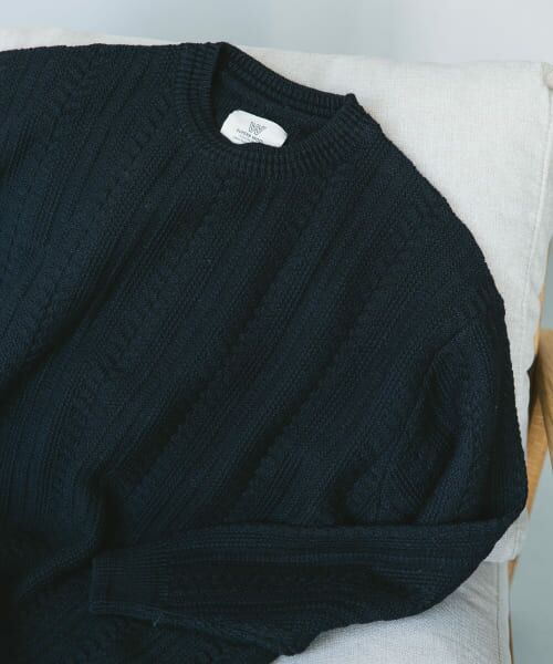 ＊＊URBAN RESEARCH DOORS / アーバンリサーチ ドアーズ ニット・セーター | チュニジアウール ケーブル ニット（D.NAVY）
