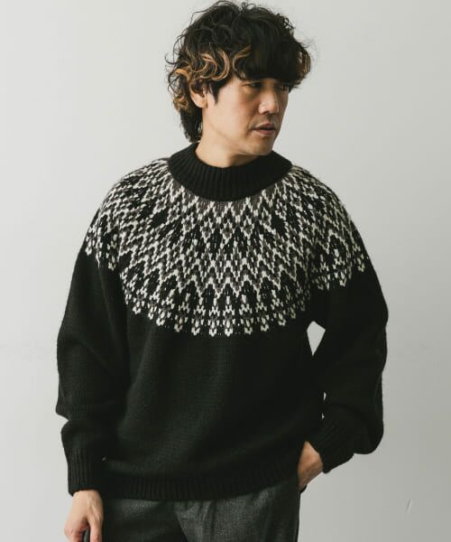 セオリーリュクス新品紙タグ付き⭐️日本製❗️ウール ニットモックネック半袖Tシャツ COMME CA MEN セーター ニット リンクスチェック柄 モックネック
