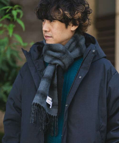 ＊＊URBAN RESEARCH DOORS / アーバンリサーチ ドアーズ マフラー・ショール・スヌード・ストール | カシミヤブレンド オンブレチェックマフラー（CHARCOAL）