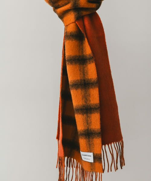 ＊＊URBAN RESEARCH DOORS / アーバンリサーチ ドアーズ マフラー・ショール・スヌード・ストール | カシミヤブレンド オンブレチェックマフラー（ORANGE）