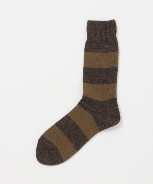 ＊＊URBAN RESEARCH DOORS / アーバンリサーチ ドアーズ ソックス | 『別注』カシミヤボーダークルー（BROWN）