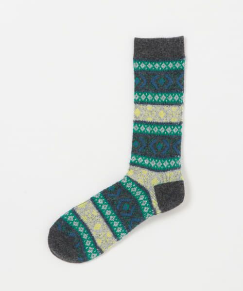 ＊＊URBAN RESEARCH DOORS / アーバンリサーチ ドアーズ ソックス | 『別注』ウールジャガードクルー（CHARCOAL）
