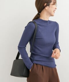 ハイネックリブニット