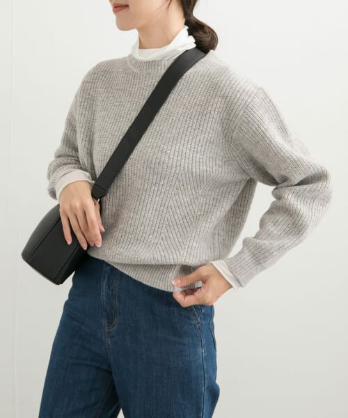23区　リネンリリーニット　ネイビー　44 ニット 横リブドルマンプルオーバー ネイビー レディース(M