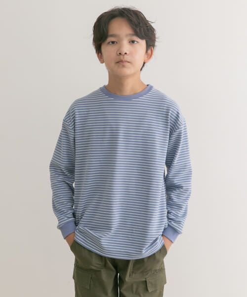 ＊＊URBAN RESEARCH DOORS / アーバンリサーチ ドアーズ トップス | 『親子リンク』起毛ボーダープルオーバー(KIDS)（BLUE）