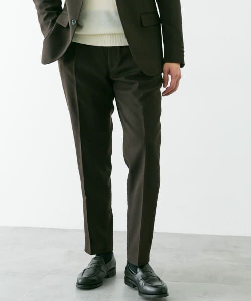 ＊＊URBAN RESEARCH DOORS / アーバンリサーチ ドアーズ スラックス・ドレスパンツ | LIFE STYLE TAILOR　ウールライクソフトツイルストレッチパンツ（BROWN）