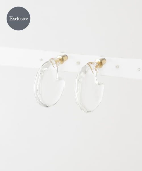 ＊＊URBAN RESEARCH DOORS / アーバンリサーチ ドアーズ ピアス・イヤリング | 『別注』HARIO Lampwork Factory×DOORS　クォーターサークルピアス（クリア）