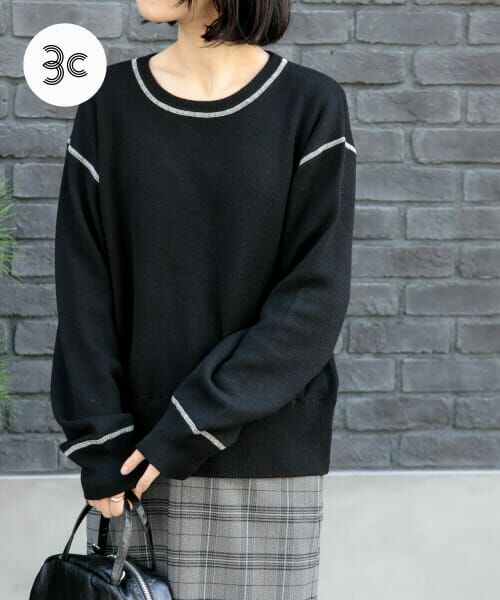 ＊＊URBAN RESEARCH DOORS / アーバンリサーチ ドアーズ ニット・セーター | FORK&SPOON　バイカラーステッチニットプルオーバー（BLACK）