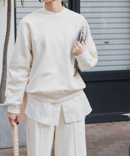 ＊＊URBAN RESEARCH DOORS / アーバンリサーチ ドアーズ スウェット | FORK&SPOON　スーピマコットン混反毛クルーネックスウェット（IVORY）