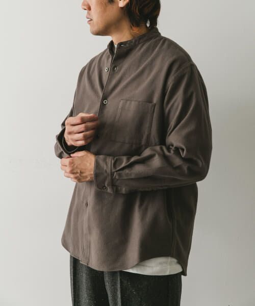 ＊＊URBAN RESEARCH DOORS / アーバンリサーチ ドアーズ シャツ・ブラウス | 両面起毛ネルバンドカラーシャツ（TAUPE）