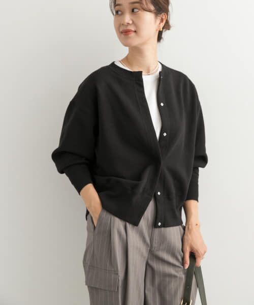 URBAN RESEARCH DOORS カーキ長袖肩落ちスウェットカーディガン URBAN RESEARCH DOORS（アーバンリサーチドアーズ）の「コットン