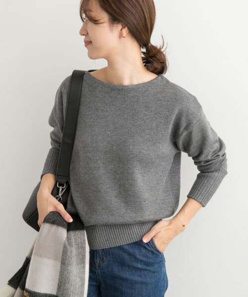 ＊＊URBAN RESEARCH DOORS / アーバンリサーチ ドアーズ ニット・セーター | Wフェイスボートネックニット（CHARCOAL）