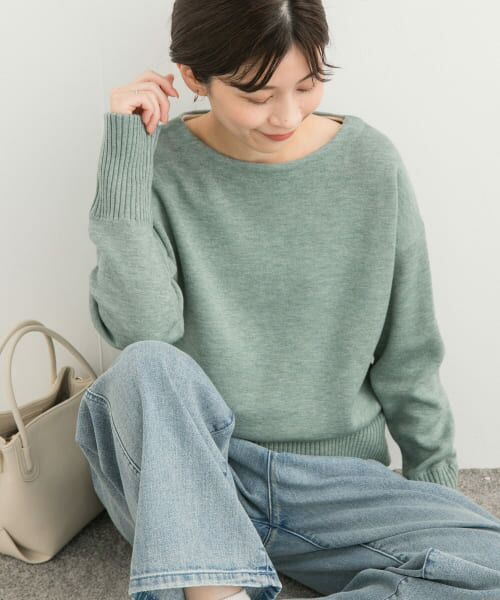 ＊＊URBAN RESEARCH DOORS / アーバンリサーチ ドアーズ ニット・セーター | Wフェイスボートネックニット（ASH MINT）