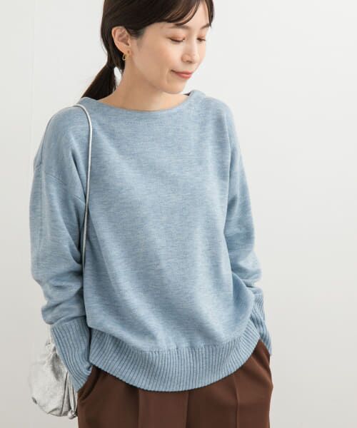 ＊＊URBAN RESEARCH DOORS / アーバンリサーチ ドアーズ ニット・セーター | Wフェイスボートネックニット（BLUE）