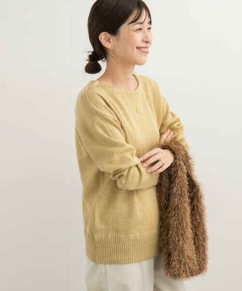 ＊＊URBAN RESEARCH DOORS / アーバンリサーチ ドアーズ ニット・セーター | Wフェイスボートネックニット（YELLOW）