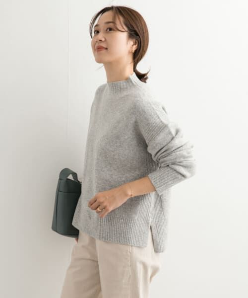 ＊＊URBAN RESEARCH DOORS / アーバンリサーチ ドアーズ ニット・セーター | ハイネックサイドスリットニット（L.GRAY）