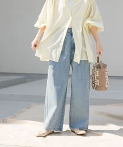 2タックギャザーデニムパンツ